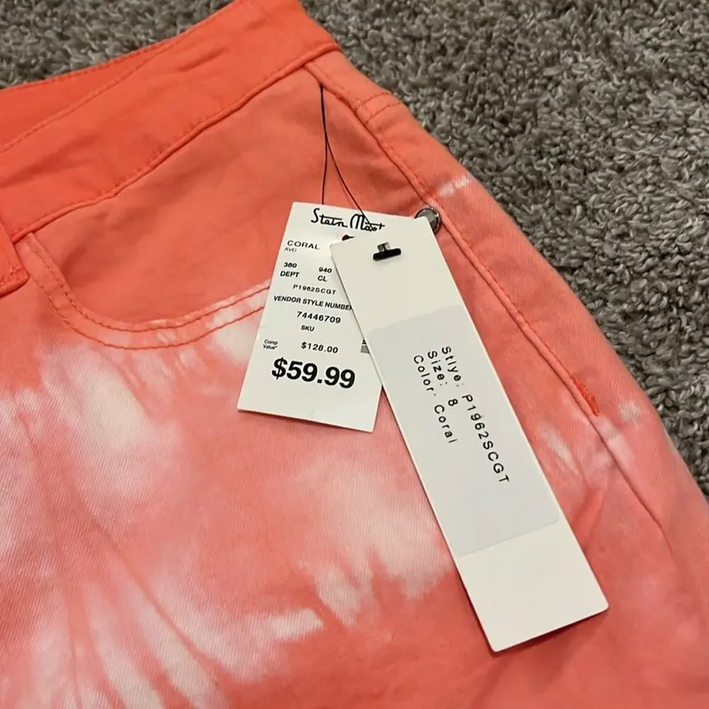NWT‎ Gemma+Jane Tye Dye Flared Jeans Lace Size 8 Coral Hippie Concert Beach Y2K